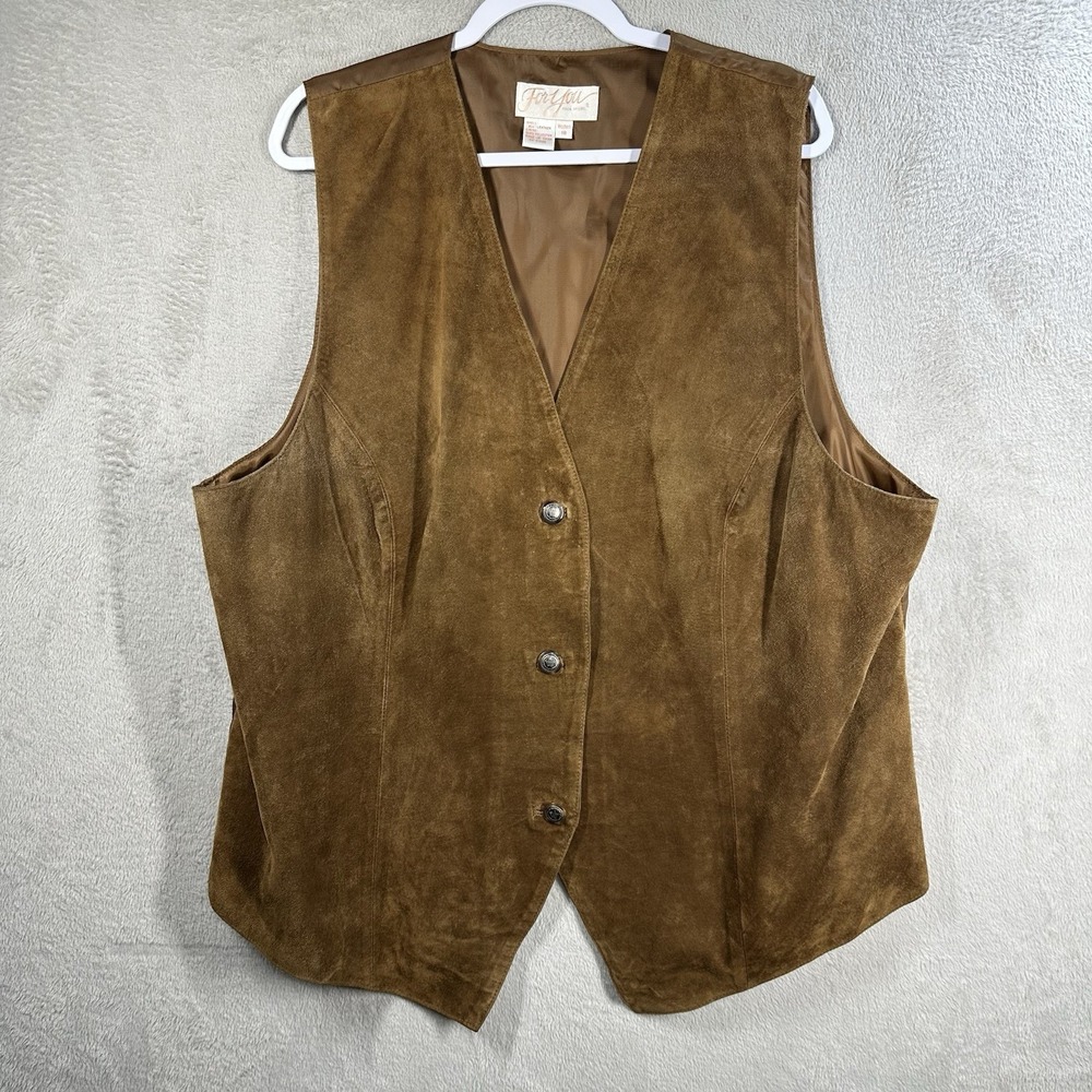 VTG For You Spiegel Suede Vest Women's 18 Brown Leather Western Cowgirl‎
